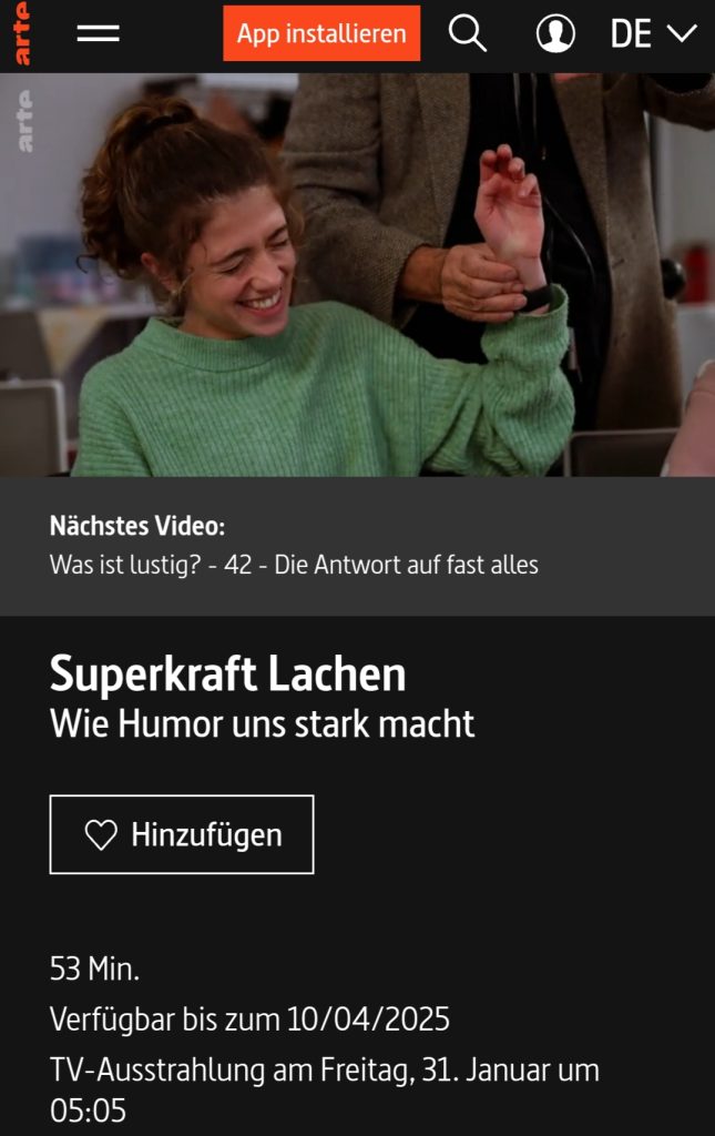 "Superkraft Lachen" - Wir sind in einem arte-Beitrag